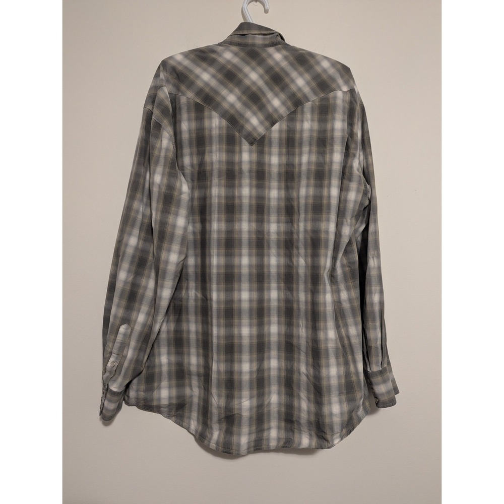 Stetson Plaid Pearl Snap Western Shirt Men's 2XL Green‎ White Long Sleeve Cotton - Picture 4 of 8